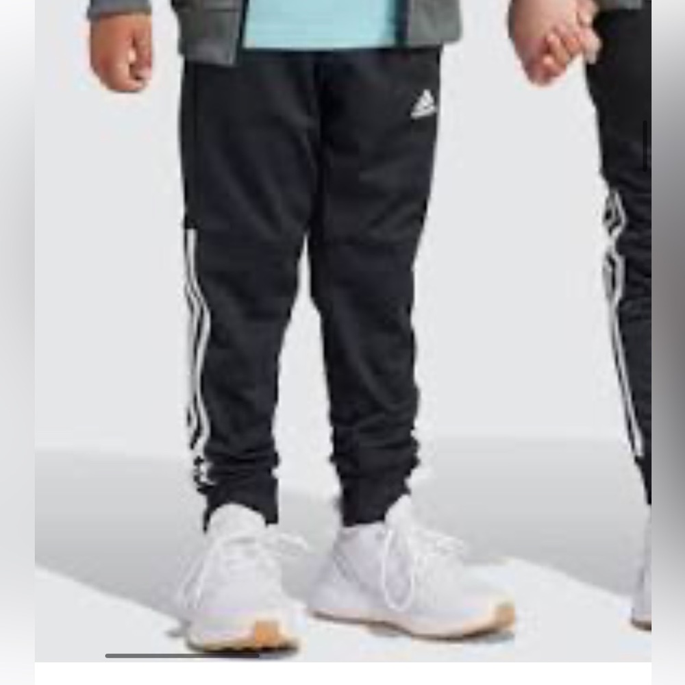 Adidas Kids Black Joggers with White Stripes